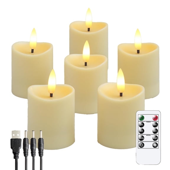 LED Candles, Flickering Flameless Candles,Rechargeable Candle, Real Wax Candles with Remote Control, Milky White