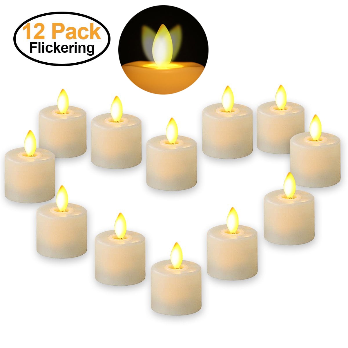 LED Candles Realistic Bright Flickering Moving Wick Electric Tea Lights