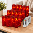 Command Candles LED Candles, Red-24, Set of 9 with Embedded Star String and Remote ...