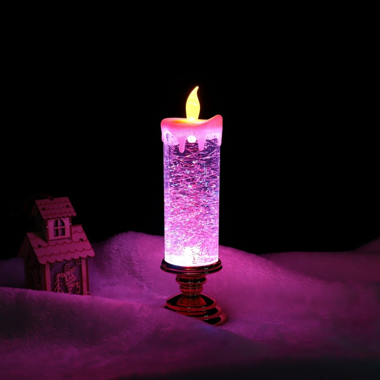 LED Candles USB Rechargeable Waterproof Christmas Swirling Glitter Electronic LED Candle Lights Color Changing Flameless Candles for Xmas Party Home