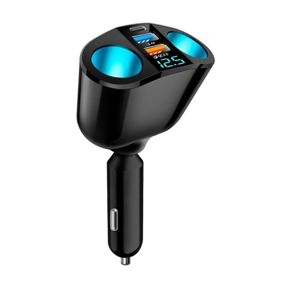 LED Car Cigarette Lighter Adapter Charger 2 Way Dual Socket M7B0 Splitter