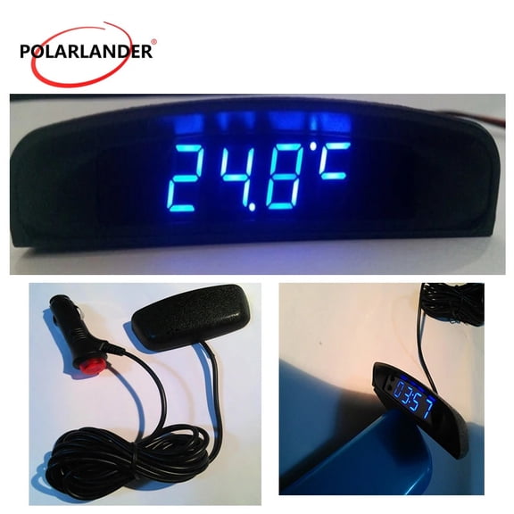 LED Car Clock Interior Temperature Meter Voltmeter 3 In 1 12V Car Electronic Clock Four Display Modes Car Auto Digital Auto Accessories