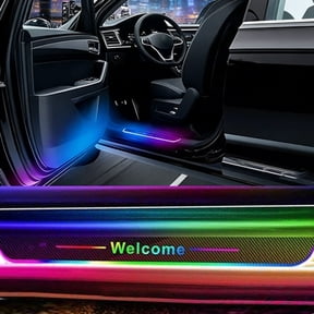 LED Car Door Sill Lights, Wireless Welcome Pedal Lights With 7 Colors & 12 Modes, Magnetic Sensor, Universal Fit For Most Cars -Front door+back door4indivual