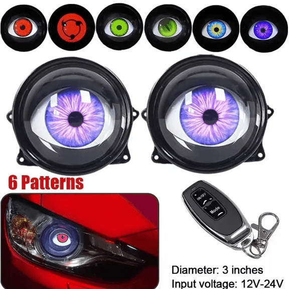 LED Car Dynamic Devil Eyes Lights Remote Control Eyes Headlight Retrofit-