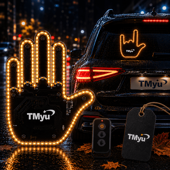 LED Car Hand Gesture Light with Remote Control, Wireless Rear Window Gesture Sign, 4 Display Modes for Cars, SUVs and Trucks