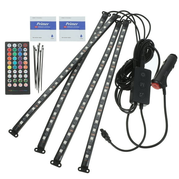 PartyKindom Car Interior LED Light Bar Black Plastic for Brighter Illumination with Remote and App Control
