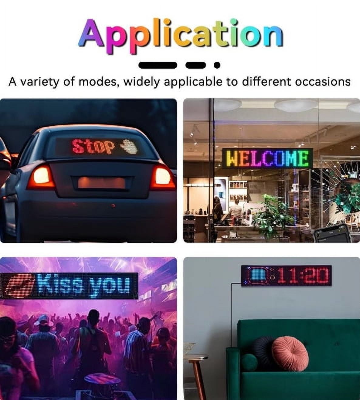 LED Car Soft Screen USB Car Flexible Advertising Screen APP Bluetooth Window Glass Devil's ye Display Screen