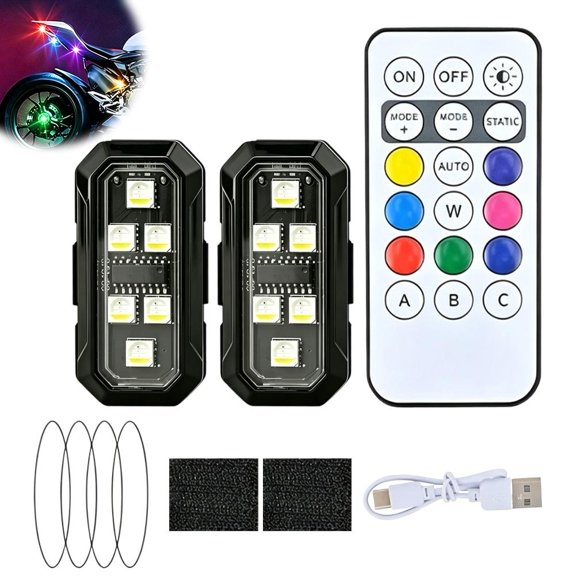 LED Car Strobe Lights with Remote Control, 8 Colors Car Interior Light