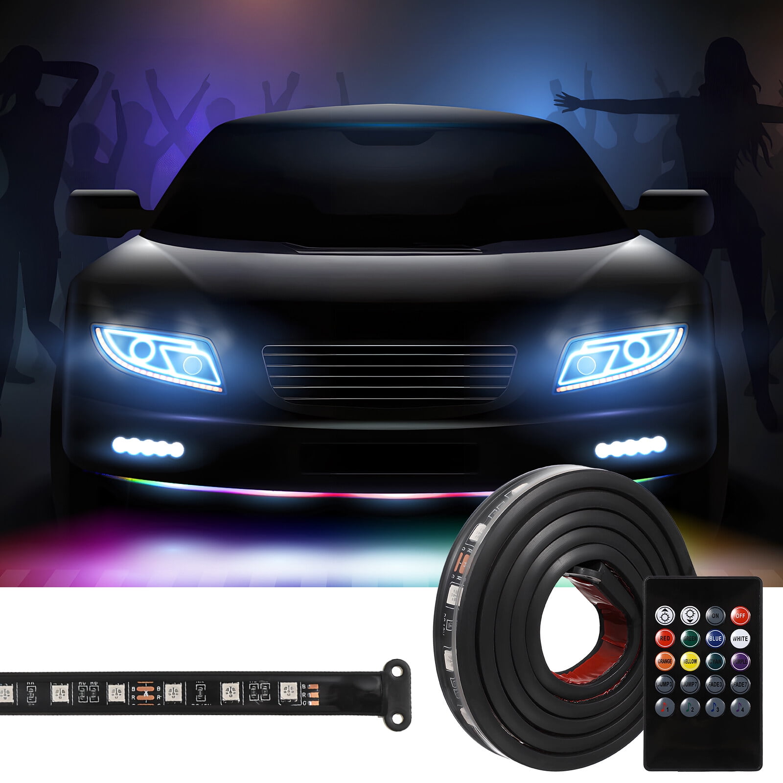 LED Car Underglow Light Kit, Exterior Underbody Multicolor Light Strip