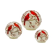 LED Cardinal Globe Set of 3 4.5"D, 6"D, 7"D Glass 3 AAA Batteries Not Included