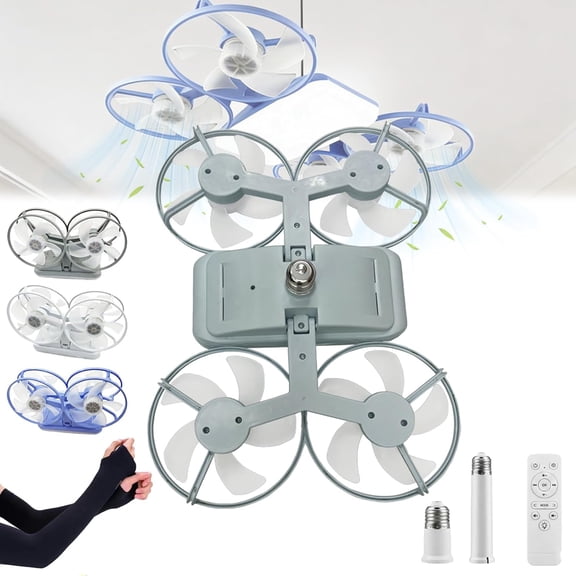 LED Ceiling Fan Light Drone-Style 3 Color Dimmable E27 Base for Bedroom Office