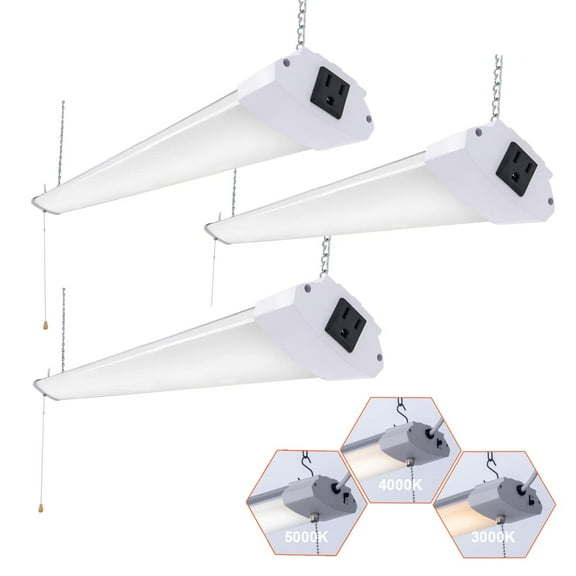 LED Ceiling Light, 4FT 48W, 3 Pack, Linkable, 3 CCT Selectable, for Workshop Garage
