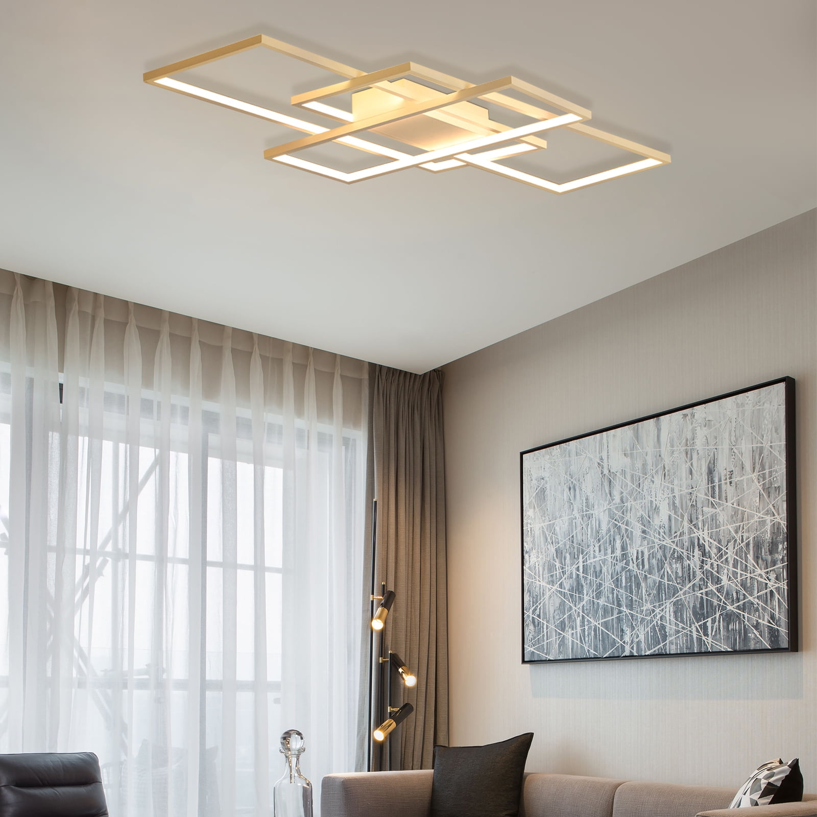 LED Ceiling Light 72W 9000LM, Dimmable Modern Flush Mount Light Fixture with Remote, 3000K-6000K Adjustable Color Temperature, High CRI>90 for Living Room Bedroom Kitchen