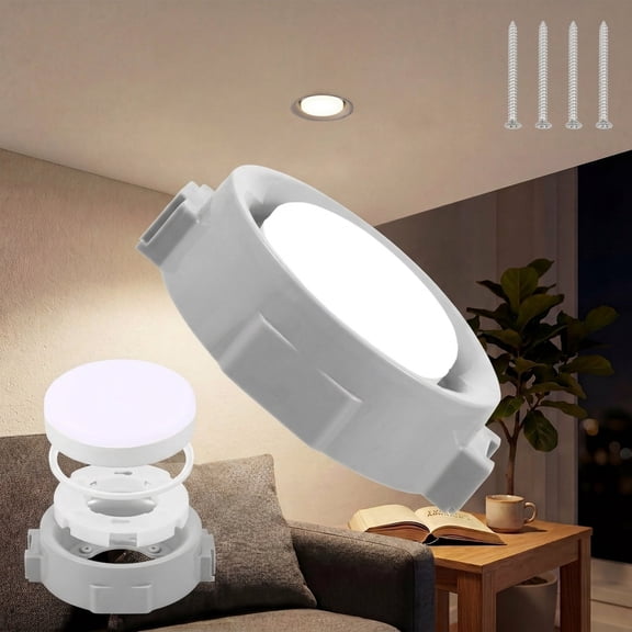GX53 LED Recessed Ceiling Light Kit with 12W Bulb, 6500K Cool White Flush Mount Cabinet Light with Flame Retardant Base, 1100LM PMMA Diffuser for Drywall and Integrated Ceiling, Grey