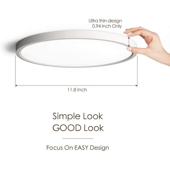 LED Ceiling Light Living Room White, Thin Flat Modern Flush Mount Lighting Fixture for Bedroom,Color Temperatures in Round