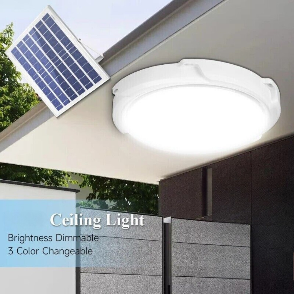 LED Ceiling Light Square Pendant Design, Dimmable Solar Garden Light, Sunset to Dawn Lighting, Suitable for Kitchen, Bedroom, Garden and Corridor, Garage, Patio, etc., Warm Lighting