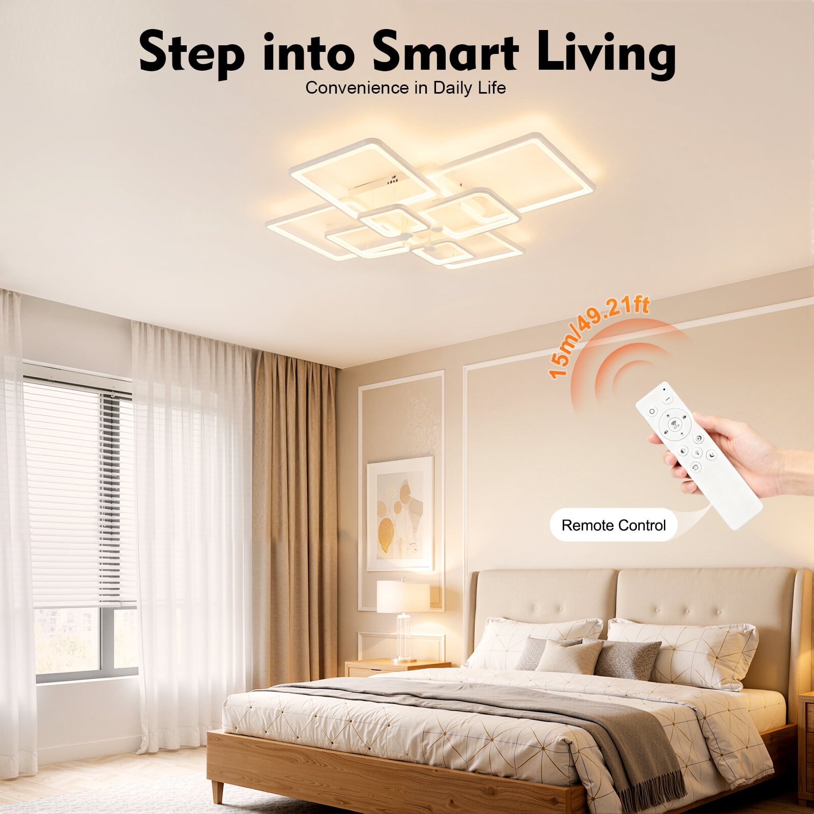 LED Ceiling Light with Remote Control, 8-Head Ceiling Light, Dimming Ceiling Light Fixture