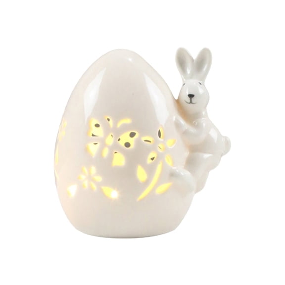 LED Ceramic Easter Eggs Easter Rabbit Hollow Lamp Spring Decoration Night Light Party Decoration for Spring Easter