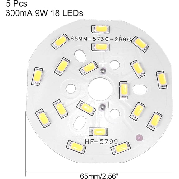 LED Chip Bulb 300mA 9W 18 LEDs 5730 Surface Mounted Devices Module Aluminum Board Pure White Super Bright 65mm Dia 5pcs for Floodlight