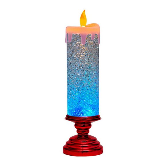 LED Christmas Candles Colour Changing Water Candle with Glitter Flameless Lights Desk Table, Red