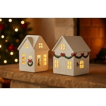 LED Christmas Cottage, Glowing Resin House, Holiday Decoration, Built-in LED Lights, for Indoor Festive Decor, Ceramic Christmas Centerpiece | A KTFgvq
