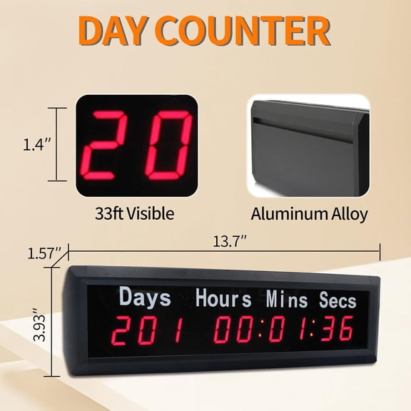 LED Christmas Countdown Clock, Upgraded Automatic Calculation Day Countdown/Count Up Timer, 999 Days Countdown Calendar for Retirement Vacation Exam Wedding Lab Project Meeting
