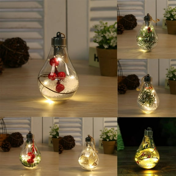LED Christmas Fillable Light Bulb Clear Fillable Plastic Light Bulb Fillable DIY Light Bulb Hanging Christmas Tree Ornaments