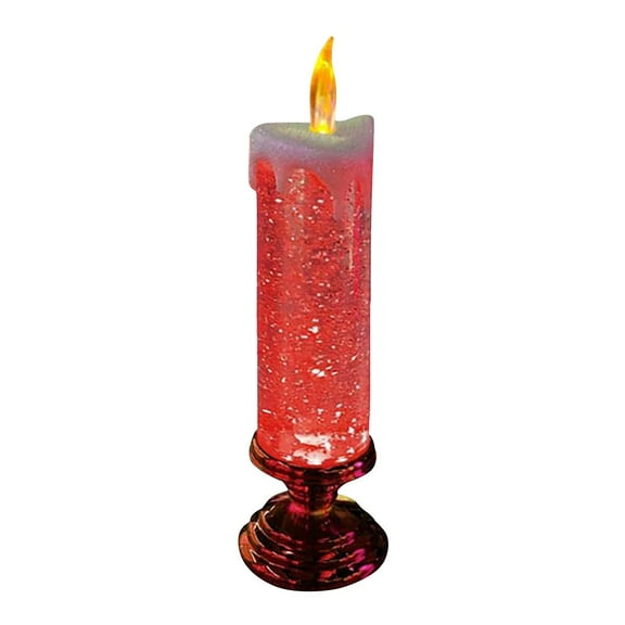 LED Christmas Flameless Lights Candles,11 Inch Water Spinning Candle Colorful Snowing Xmas Window Candlesticks with 3D Flame Wick Operated for Home Decoration (Red)