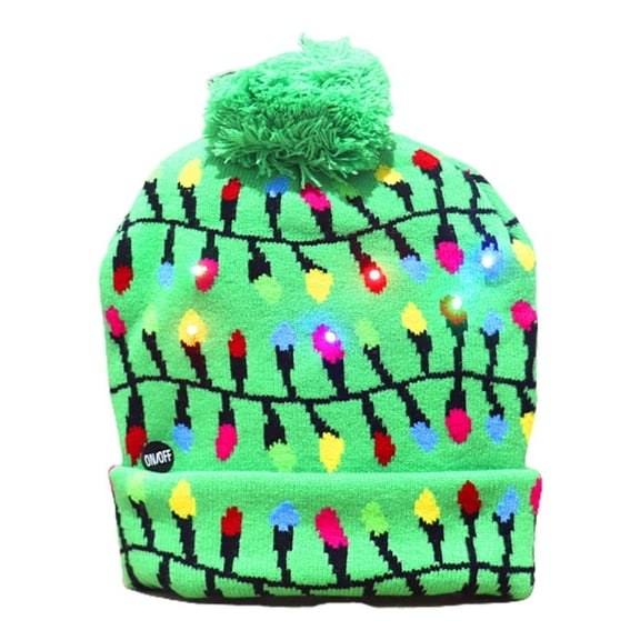 LED Christmas Hat Light Up Knitted Colorful Lights String Ugly Hat Beanie Cap