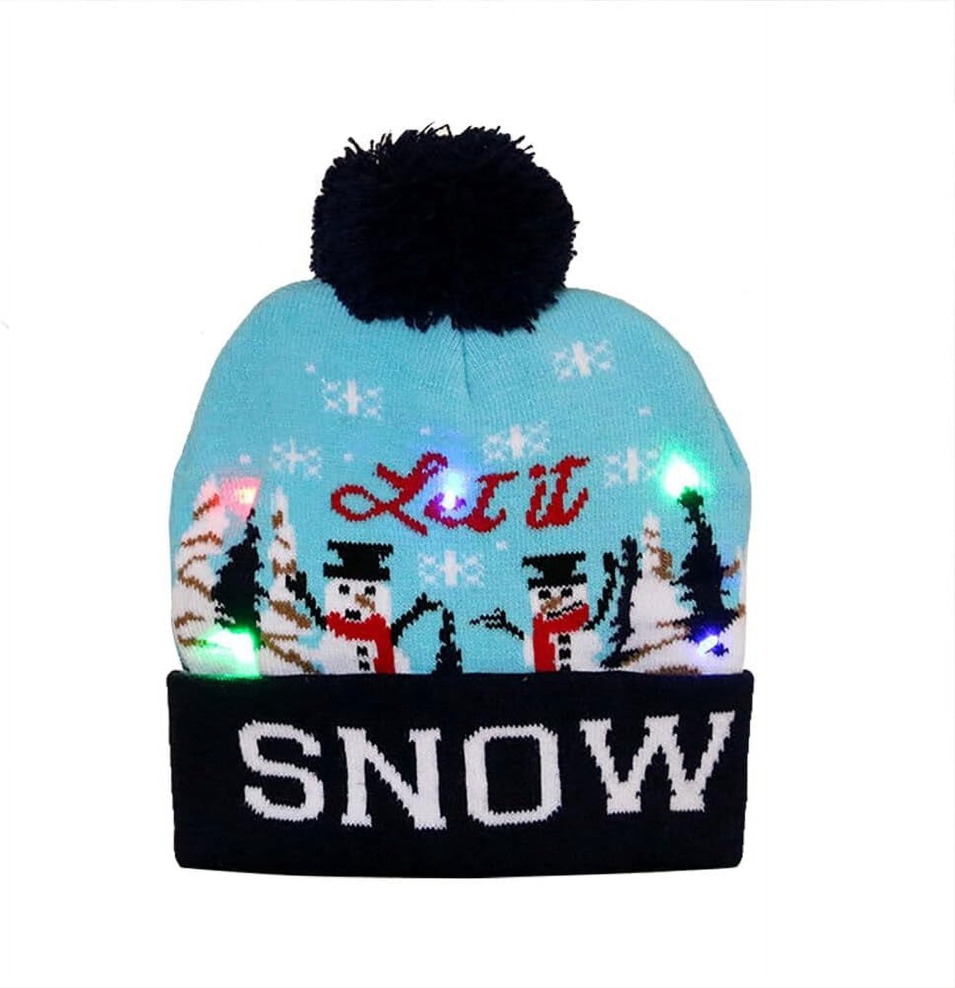 LED Christmas Sweater Hat Light Up Beanie Knitted Cap Unisex Winter Cozy Winter Christmas Theme Hat - Santa - Light up LED  main image 2