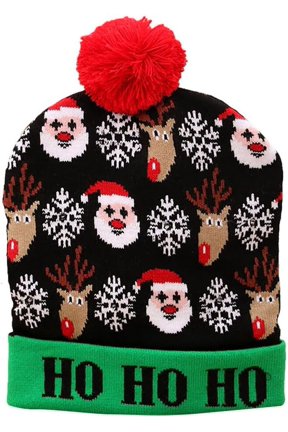 LED Christmas Knitted Hat Light Up Beanie Cap Novelty LED Winter Snow Funny Hat for Adult Children Women Men Kids