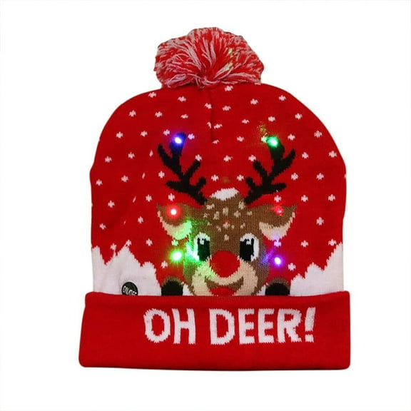 LED Christmas Knitted Hat Light Up Beanie Cap Novelty LED Winter Snow Funny Hat for Adult Children Women Men Kids