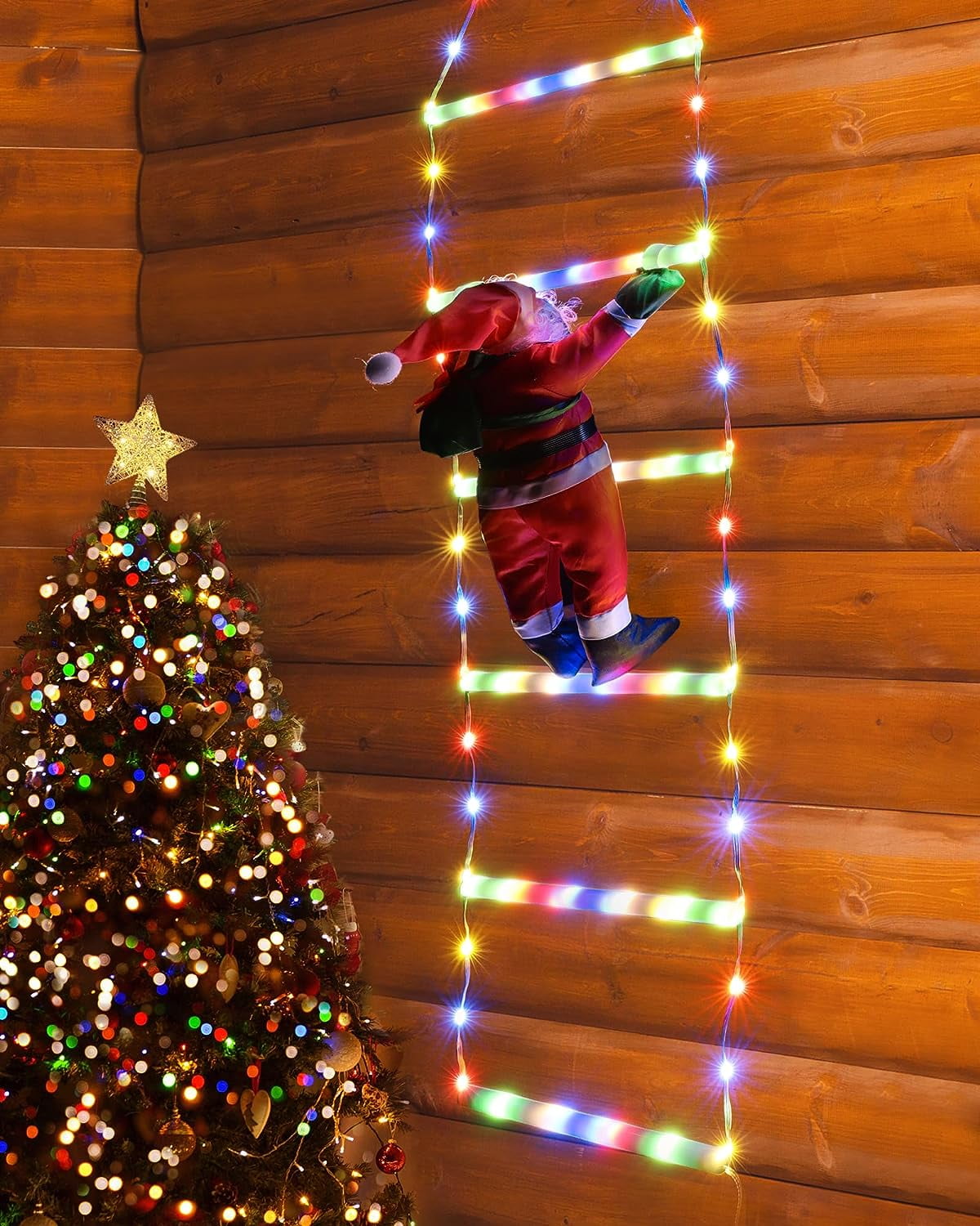 LED Christmas Light Christmas Decorative Ladder Lights with Santa