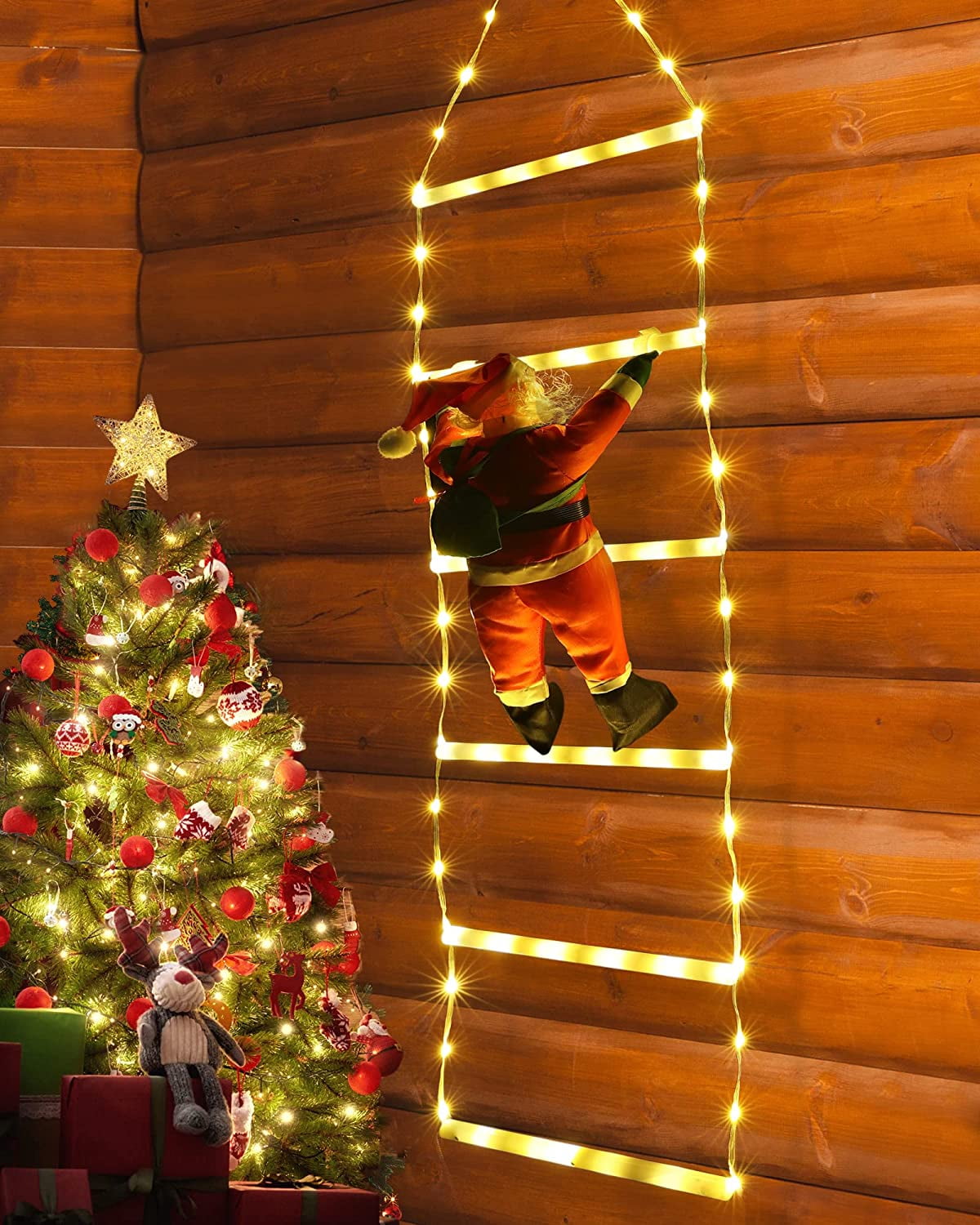 LED Christmas Light Christmas Decorative Ladder Lights with Santa
