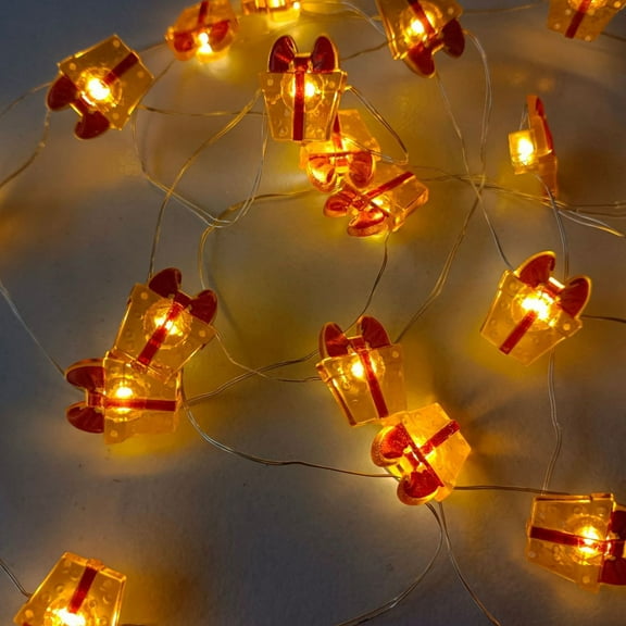 LED Christmas Light String, Christmas Decorative Lights, Festive Snowman Bells Gift Box Copper Wire Lights, Indoor Warm Atmosphere Lighting