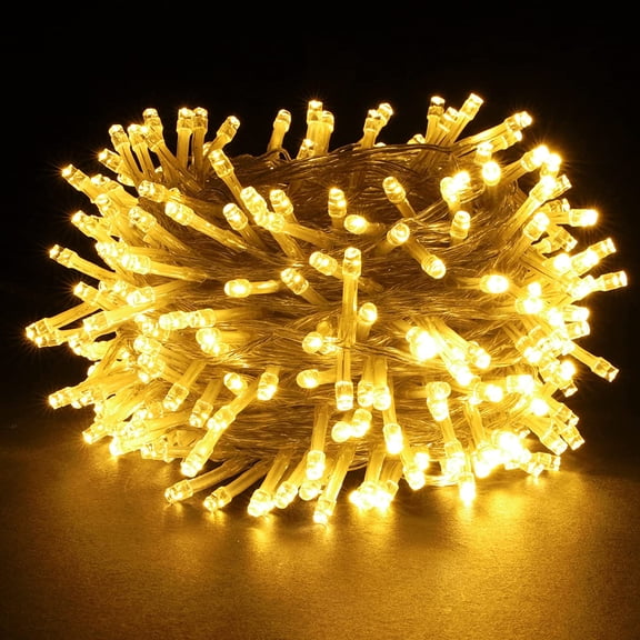 LED Christmas Lights, 33FT 100 LEDs Plug in String Fairy Lights, 8 Modes, Indoor and Outdoor Lights for Xmas Tree Garden Party Thanksgiving Festival (Warm White)
