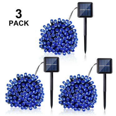 QiShi LED Christmas Lights ,39ft 100 LED Solar Decoration Fairy String Lights for Home,Lawn,Garden,Wedding,Patio,Party,and Holiday Decorations(Blue)-3Pack