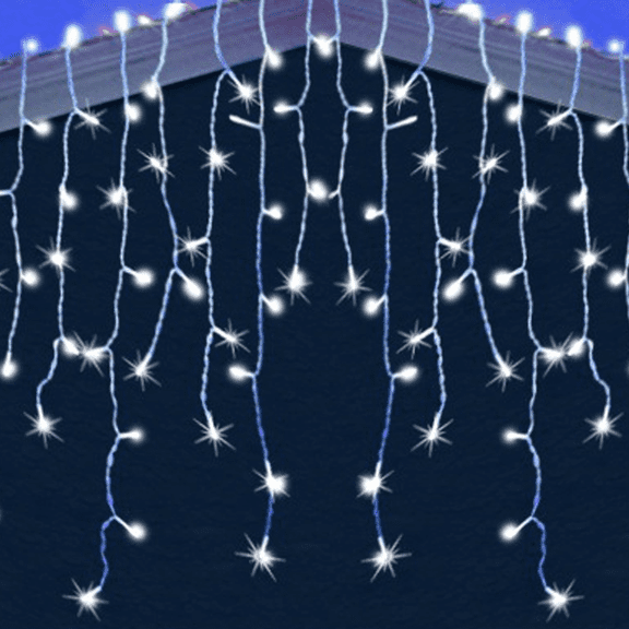 LED Christmas Lights Outdoor Decor, 400 LEDs 32ft with 75 Drops, Insert for Garden Decor, Festive - white