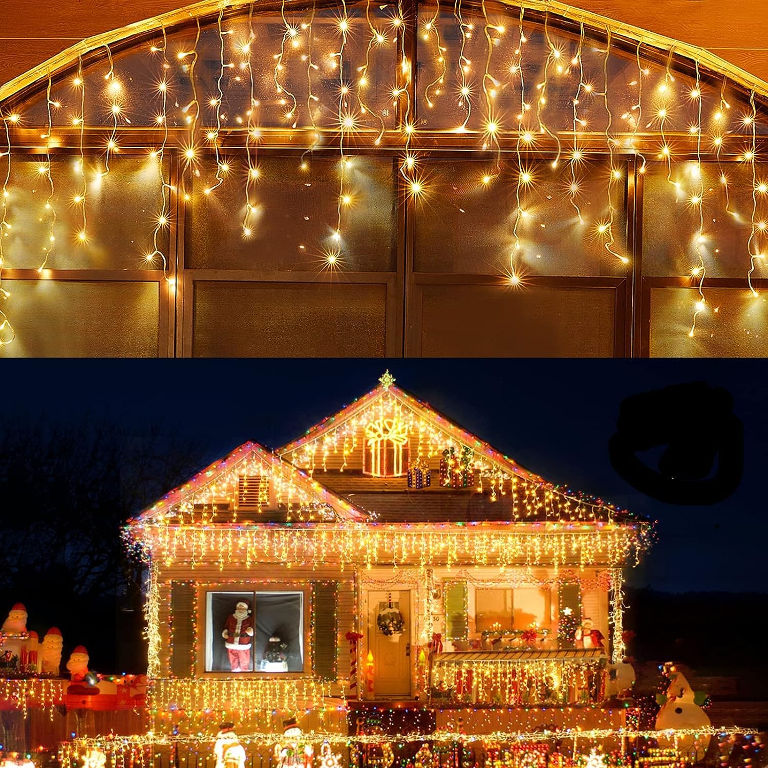 LED Christmas Lights Outdoor Decorations 400 LED 8 Modes, 75 Drops