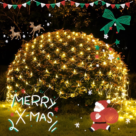 LED Christmas Net Lights Battery Operated 2x3M 192LED Waterproof Mesh Light 8 Modes Christmas Lights for Indoor Outdoor Xmas Party Yard Garden Decor (Warm White)