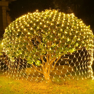 LED Christmas Net Lights Outdoor,96 LED 5ft x 5ft Connectable 8 Modes Outdoor Christmas Mesh Lights, Plug in Waterproof Net Christmas Lights for Bushes Fence Tree Garden Xmas Decor (Warm White)