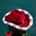 thumbnail image 1 of LED Christmas Party Hat, Santa Cowboy Hat, Illuminated Battery Powered String Lights, Non-Woven Washable Fabric, Red Color, Suitable For Adults And Children, Holiday Celebration Accessory, 1 of 7