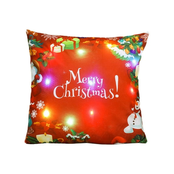 LED Christmas Pillow with Lights, Holiday Light Up Pillow Case for Sofa Decor, Festive Lighted Cushion Gift Requires 2 AA Batteries(H)