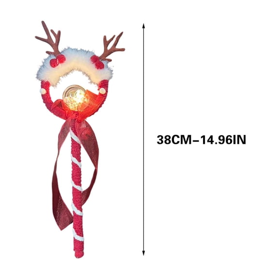 LED Christmas Plush Antler Wand, Fairy Tale Light-Up Holiday Prop with Soft Plush Antlers, Christmas Party Decoration Holiday Gift Home Decor Christmas Celebration