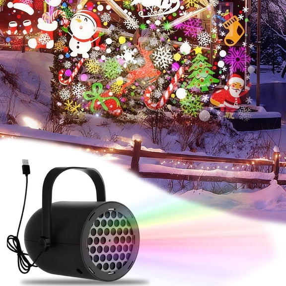 LED Christmas Projection Lamp, 2026 New Christmas Snowflake Projector Lights with 9 Dynamic Patterns, Versatile USB Powered Projector Light for Holiday Decoration Indoor & Outdoor (Black,Christmas)