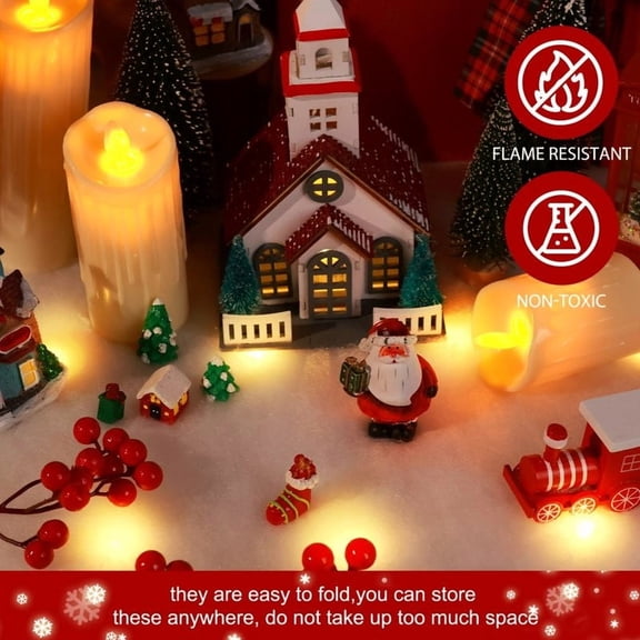LED Christmas Snow Blanket Lighted Faux Snow Cover for Village Displays Under Tree Xmas Decor