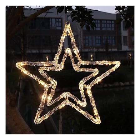 LED Christmas Star Light 13 Inch, 30 Warm White LEDs, 6 Hour Timer, Battery Powered, Waterproof Holiday Decorations