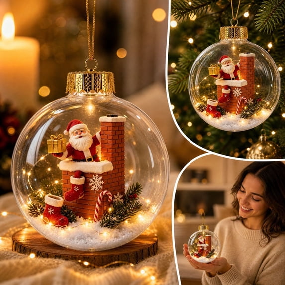 LED Christmas Story Hanging Ornament, 3D Lighted Holiday Pendant, Decorative Christmas Tree Accent for Mantel Window Party Seasonal Home Decor and Festive Display, B
