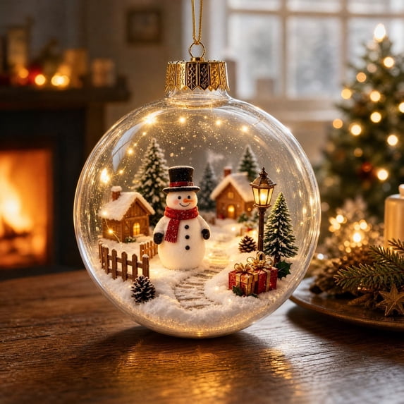 LED Christmas Story Hanging Ornament, 3D Lighted Holiday Pendant, Decorative Christmas Tree Accent for Mantel Window Party Seasonal Home Decor and Festive Display, F