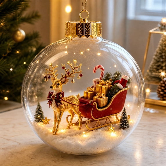 LED Christmas Story Hanging Ornament, 3D Lighted Holiday Pendant, Decorative Christmas Tree Accent for Mantel Window Party Seasonal Home Decor and Festive Display, D